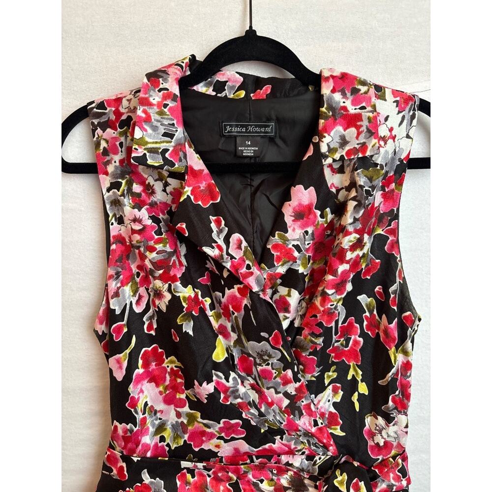 Jessica Howard Floral Midi Dress Size 14 Wrap Bodice Semi Formal Garden Party - Picture 2 of 8